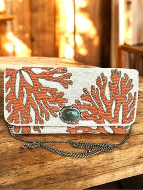 🆕 Mary Frances Beaded Flap Shoulder Bag Clutch